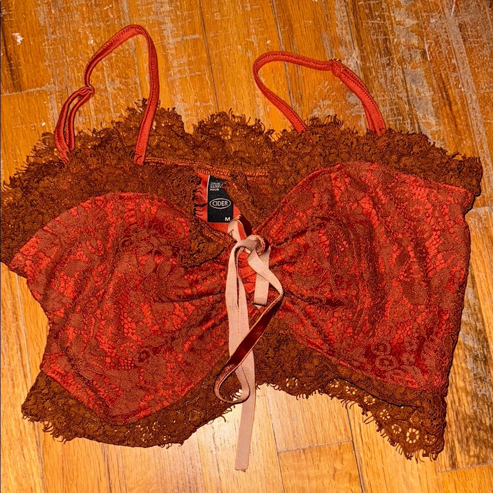 Cider Orange Lace Crop Tank